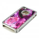 Wholesale iPhone 4 4S  Butterfly Crystal Diamond Chrome Case (Purple-Mix)